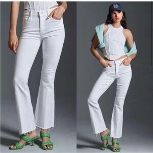 MOTHER The Weekender Fray White Flare Jeans 28